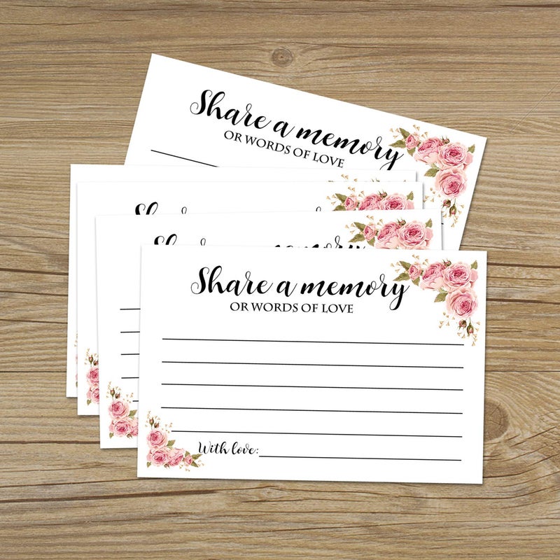 Giftideaworkshop 50 Floral Share A Memory Cards for Celebration of Life Birthday Anniversary Memorial Funeral Graduation Bridal Shower Game, Guest Book Ideas, and Alternatives.4x6 Inches - Image 5